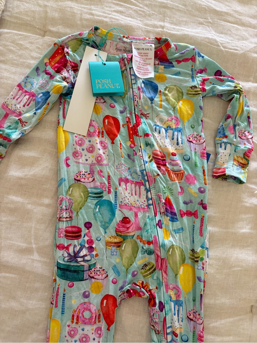 Posh Peanut Mint Balloon & Sweets Zip One-Piece Pajamas